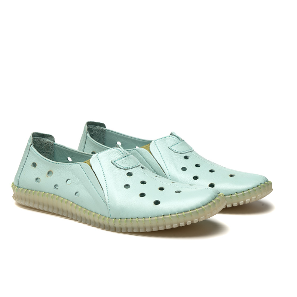 Polka dot perforated slip-ons