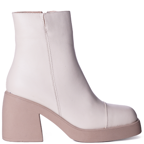 Square toe platform ankle boots with cap toe