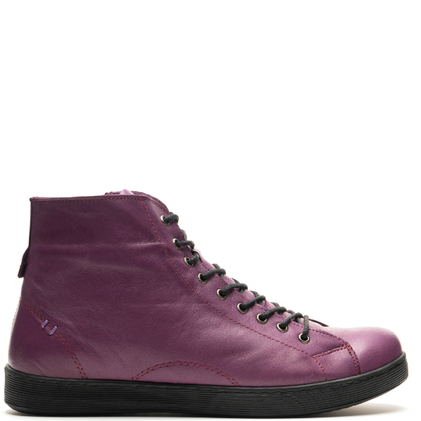 Lace-up & Zip-up High Top Calf Leather Sneakers